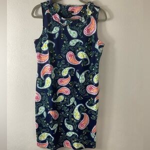 Talbots Petites Blue Floral Paisley Dress Sz Mp